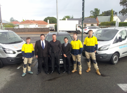 Marko and the e-control Solutions team with business vehicles